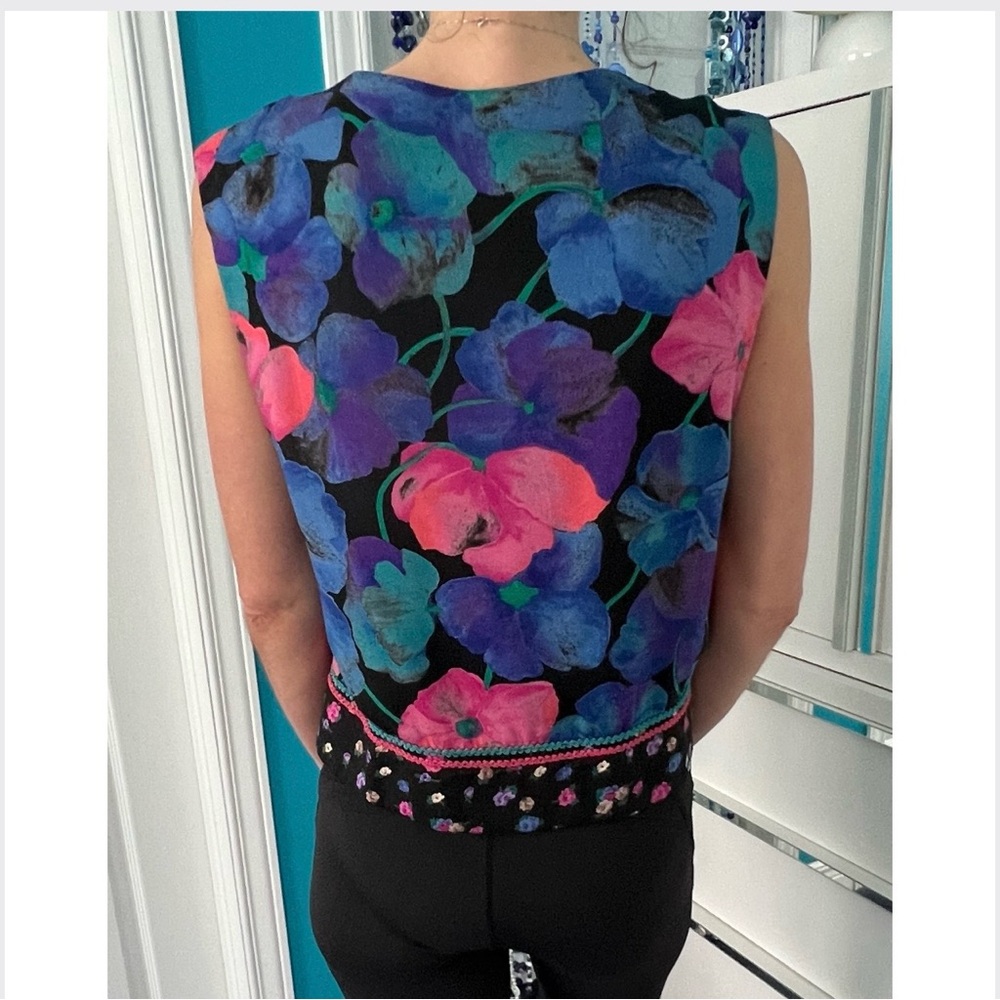 🇨🇦Suttles & Seawinds Vintage 1990s Quilted Floral Vest – Pink Purple Blue Green - Picture 12 of 16